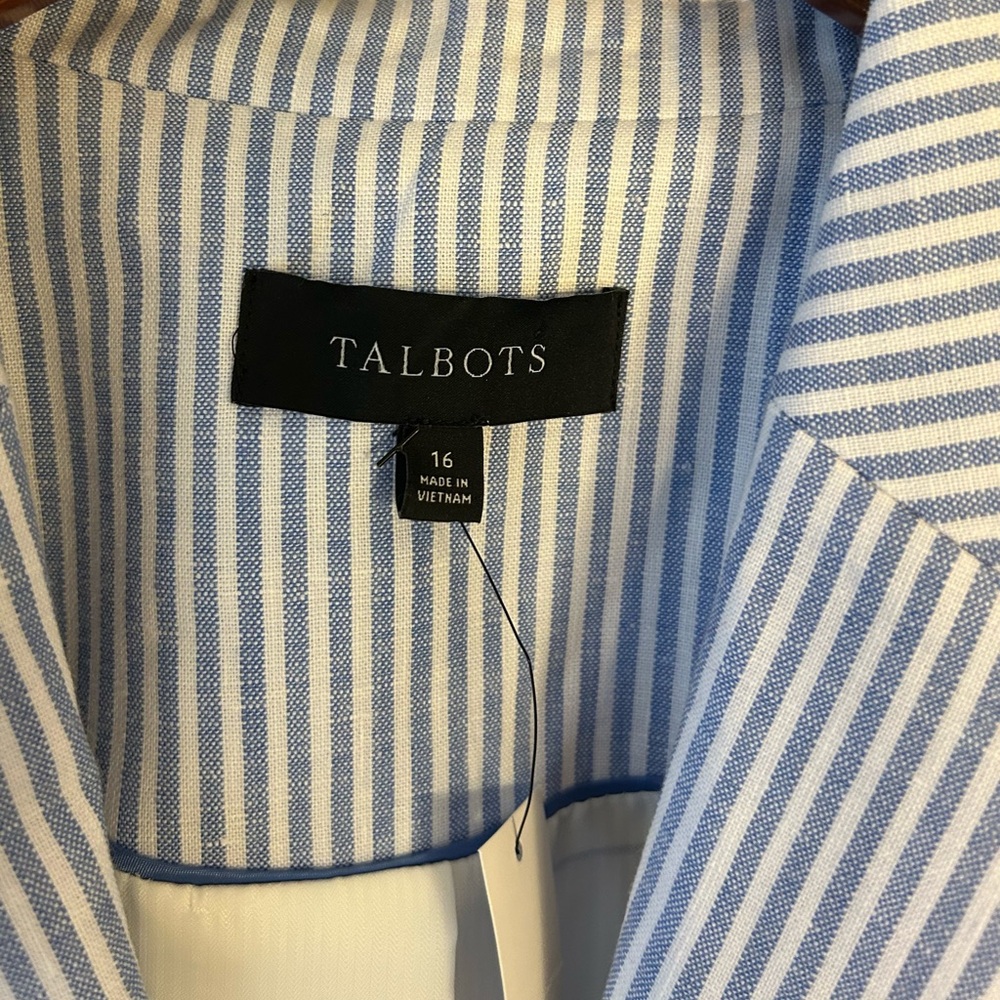 NWT Talbots Women's Blue and White Striped Blazer - Picture 6 of 7